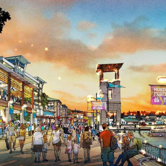 rendering of downtown development along the lakefront