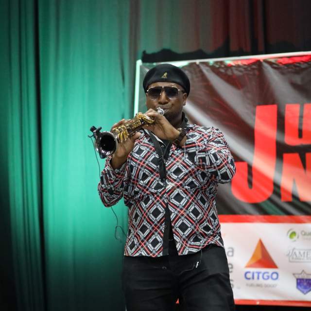 trumpet player performs at the juneteenth freedom festival