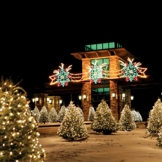 Entrance to the Grand Geneva with Christmas Lights