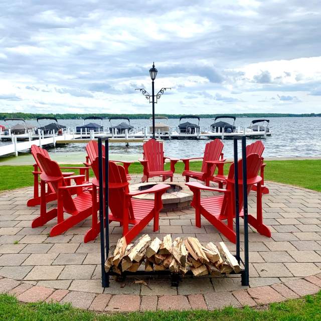 Fire pits at Lake Lawn Lodge on Delavan lake