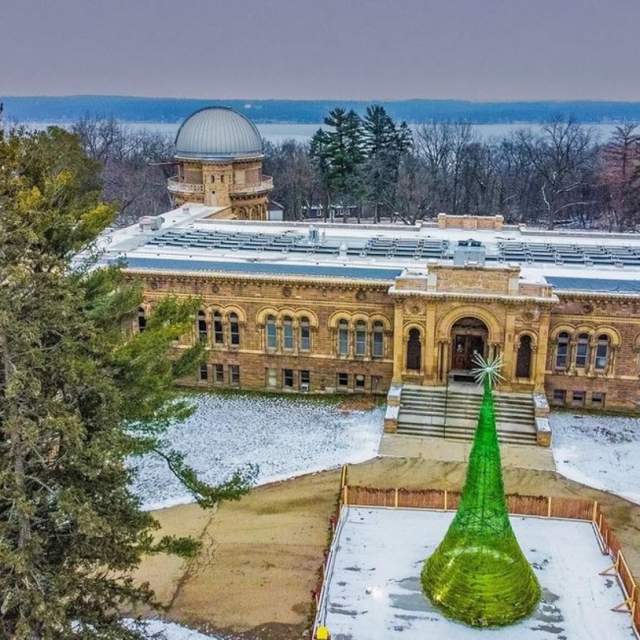 Overhead shot of the World's Tallest Glass Tree at Yerkes