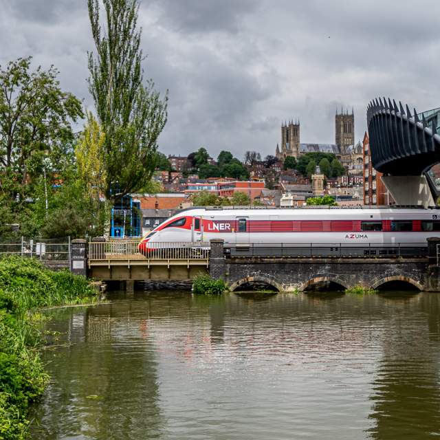 LNER Train with Lincoln Cathedral in background