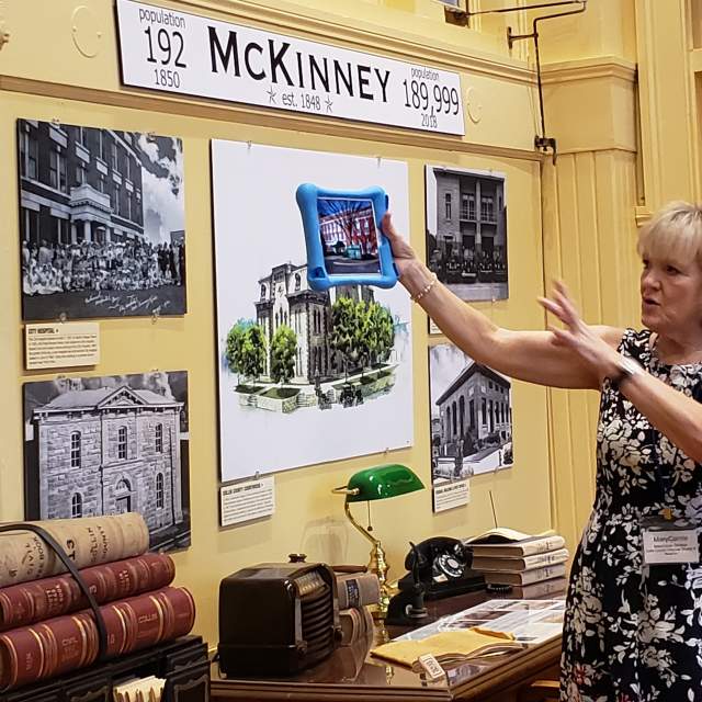 Collin County Museum-Mary Carole with iPad