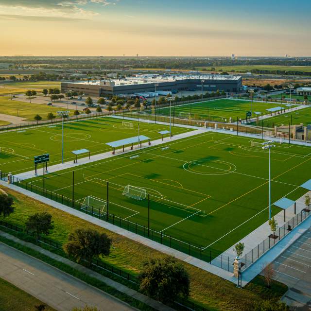 Drone view of a soccer pitch