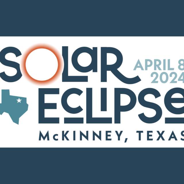 McKinney Solar Eclipse April 8, 2024 logo on dark blue background