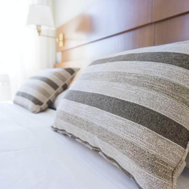 pillows on a hotel bed