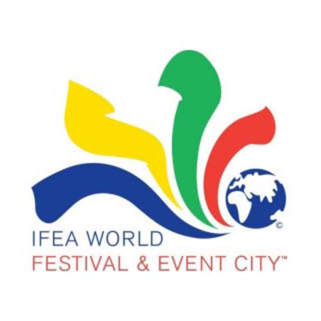 Logo for the IFEA World Festival & Event City program, featuring colorful abstract shapes and a small globe icon.