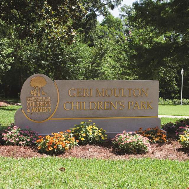 entrance sign at the children's park in mobile alabama