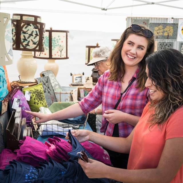 Ladies shopping at the Fiber Arts Festival