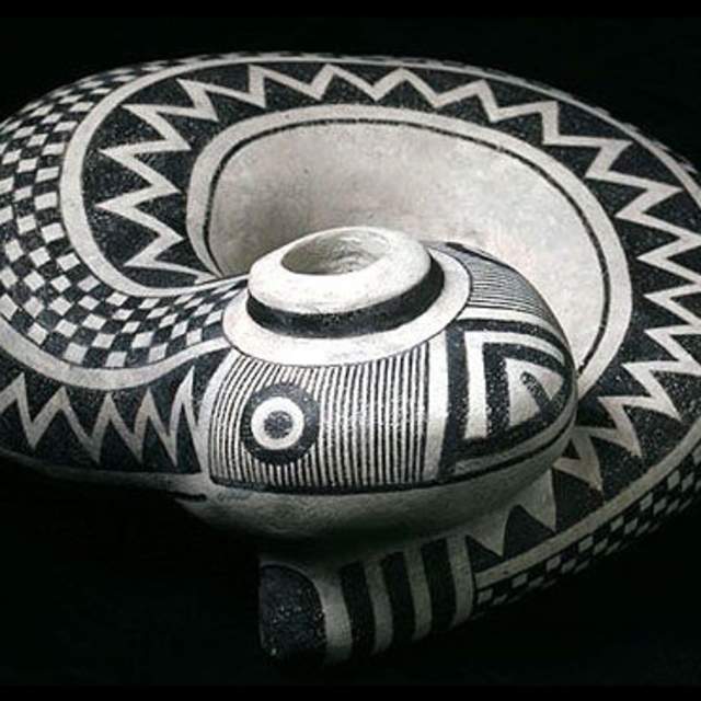 An example of Native American pottery from the Southwest featuring traditional geometric designs.