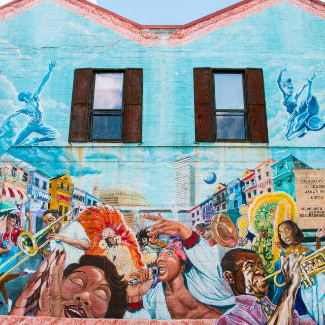 A mural on Oretha Castle Haley Boulevard