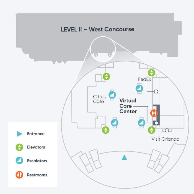 Orange County Convention Center (OCCC) Orlando Health Virtual Care Center Map