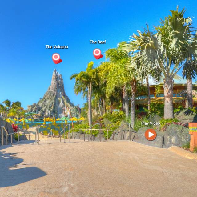 Virtual tour image of Universal Orlando Resort (Volcano Bay) for Visit Orlando website. Created in house, full usage rights.