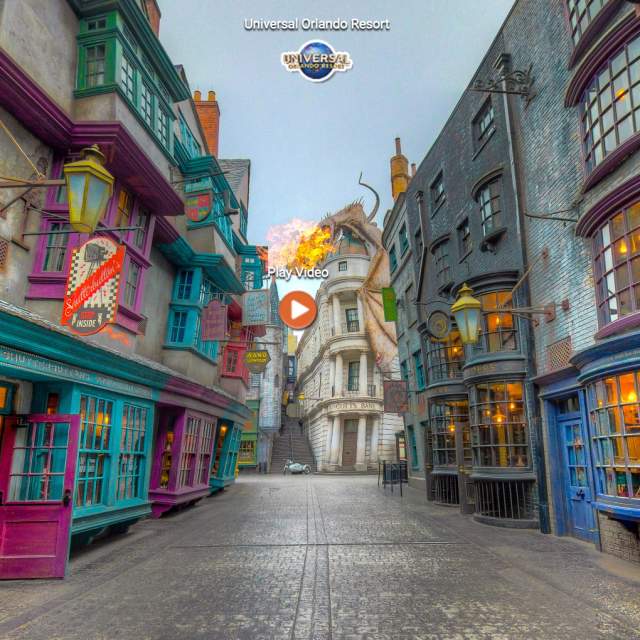 Virtual tour image of Universal Orlando Resort (Wizarding World of Harry Potter) for Visit Orlando website. Created in house, full usage rights.