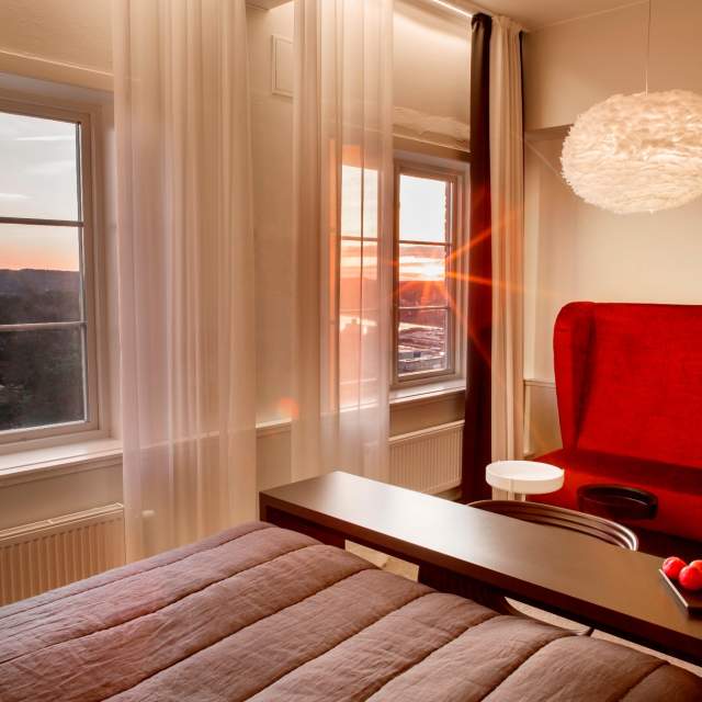 Bilde fra et hotellrom med utsikt på Fredriksten Hotell