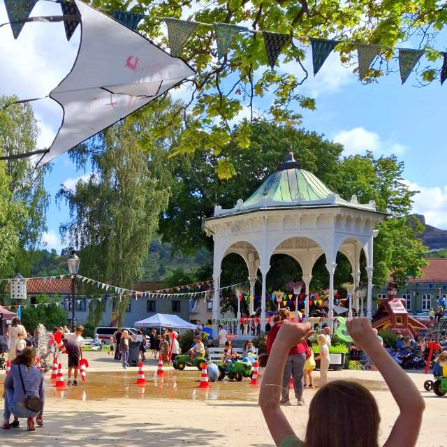 Barn som flyr drage i Busterudparken