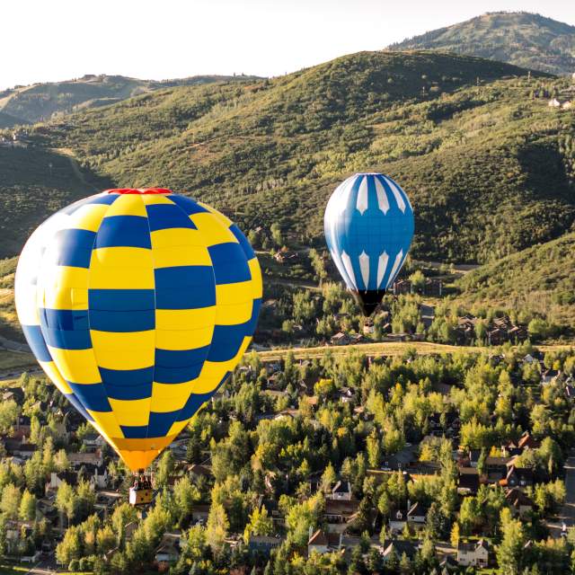 Two Hot Air Balloons in the Fall