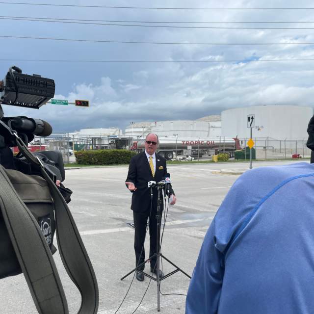 Mayor Fisher speaks at a Press Conference on April 17, 2023