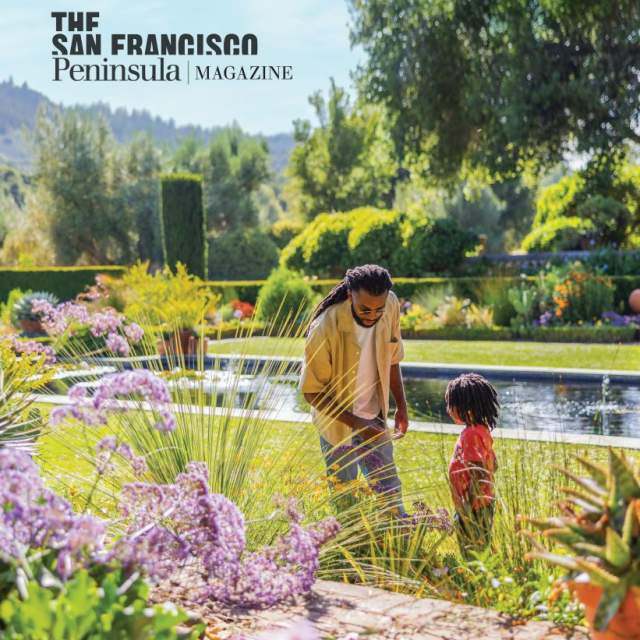 SFP Magazine 2026 Cover Image. Man and child exploring Filoli Historic House and Garden.