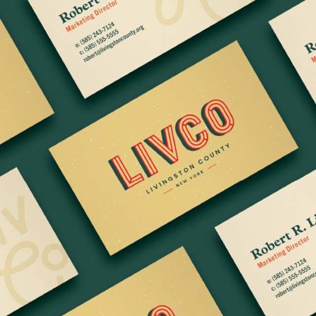 A group of business cards for Visit LIVCO