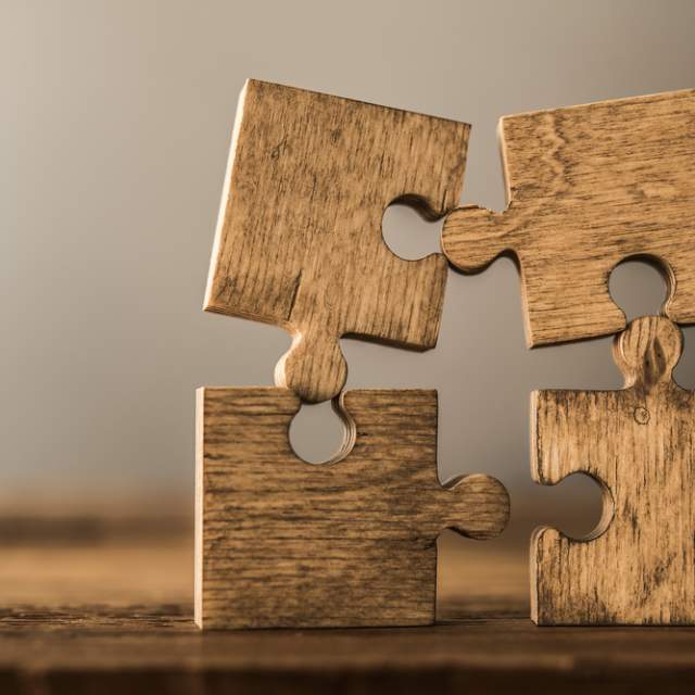 Wooden puzzle pieces