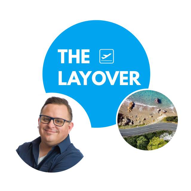 The Layover Live logo and headshot of Jason Swick