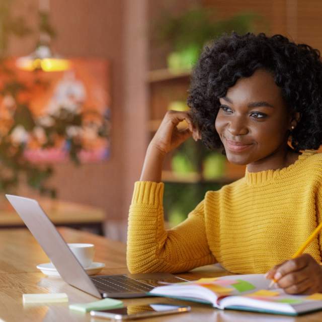 Woman using laptop