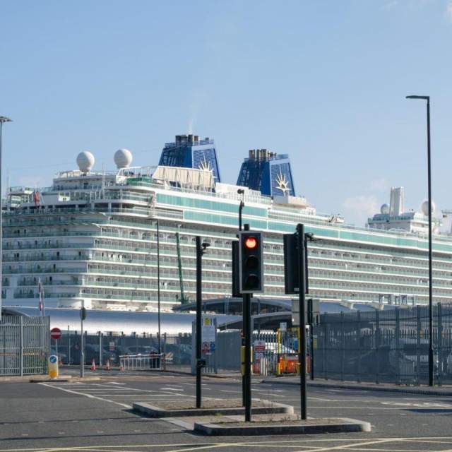 PO Cruise ship docked at Southampton cruise terminal