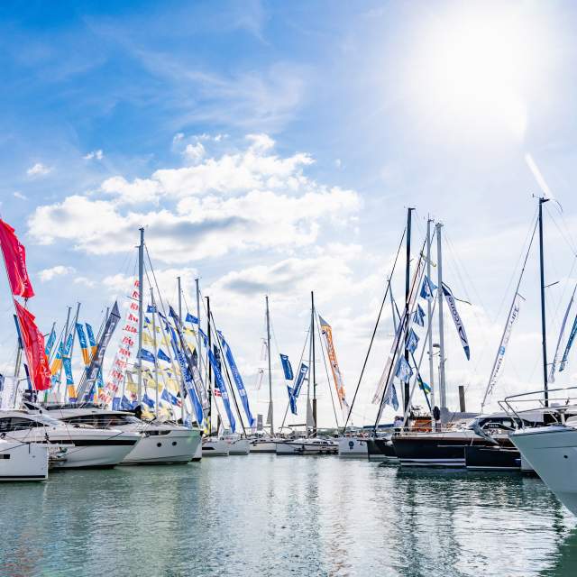 Boats docked at Southampton International Boat Show