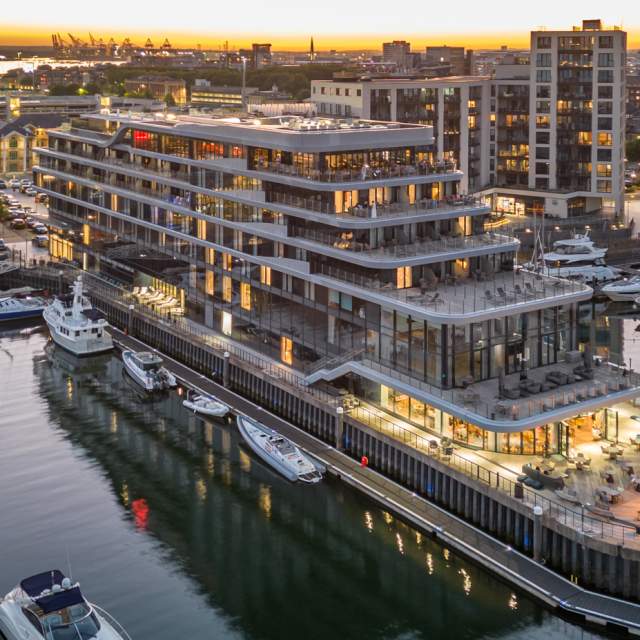 Sunset over Ocean Village and Harbour Hotel