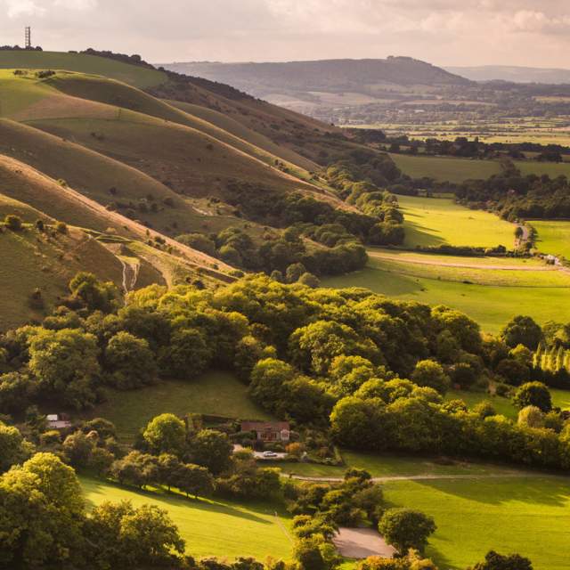 A panoramic view over Fulking in the south downs national park