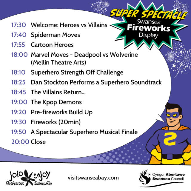 Swansea Fireworks Display timetable 2025