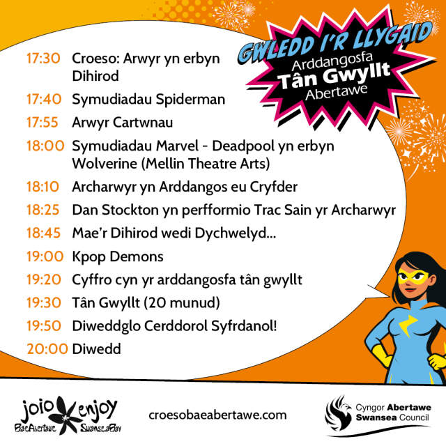 fireworks activity timetable welsh