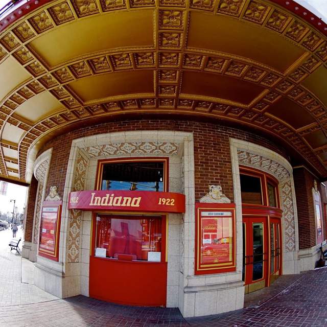 Indiana Theater ticket booth and marquee roof