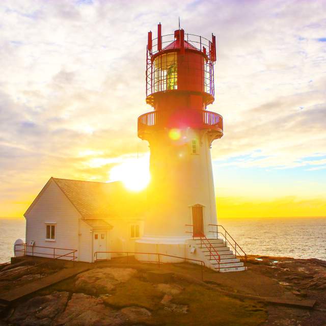 Lindesnes Lighthouse in sunset