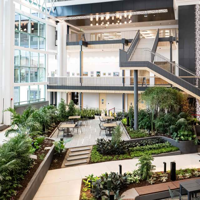 Woodbury Central Park Lobby Space with greenery