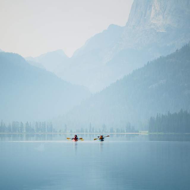 Sublette County, Summer 2024, green river lake, kayak, square top Mountain