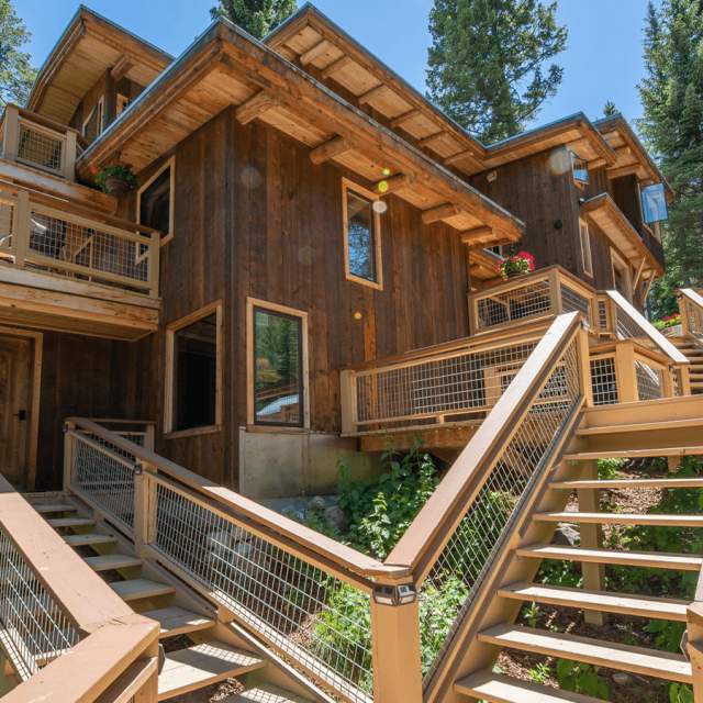 Jackson Hole Hideout, a rustic yet modern bed and breakfast nestled in the forests of Jackson Hole, Wyoming.