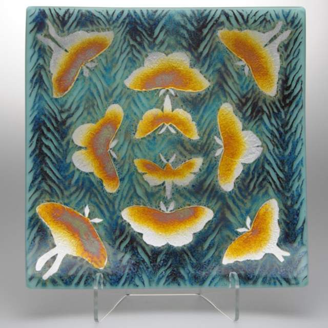 CRYPTIC UNDER WING: Glass and Mixed Media by Rachael Wright