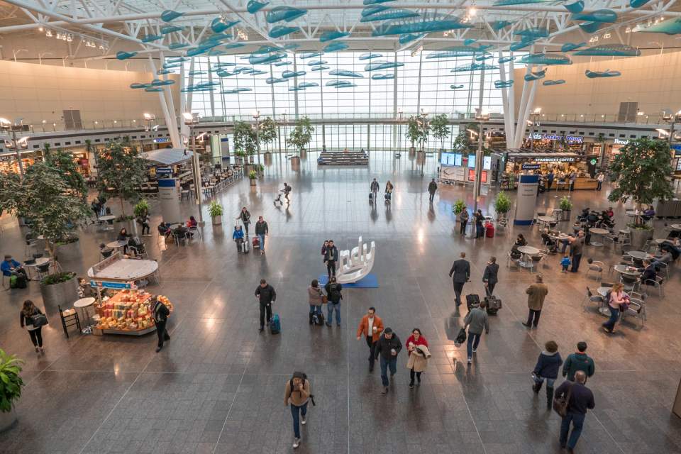 Welcoming visitors at the Indianapolis International Airport