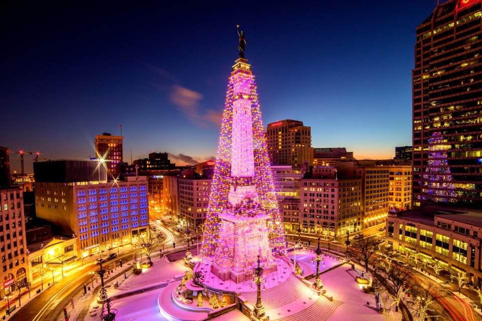 The holidays are bright during Circle of Lights on Monument Circle