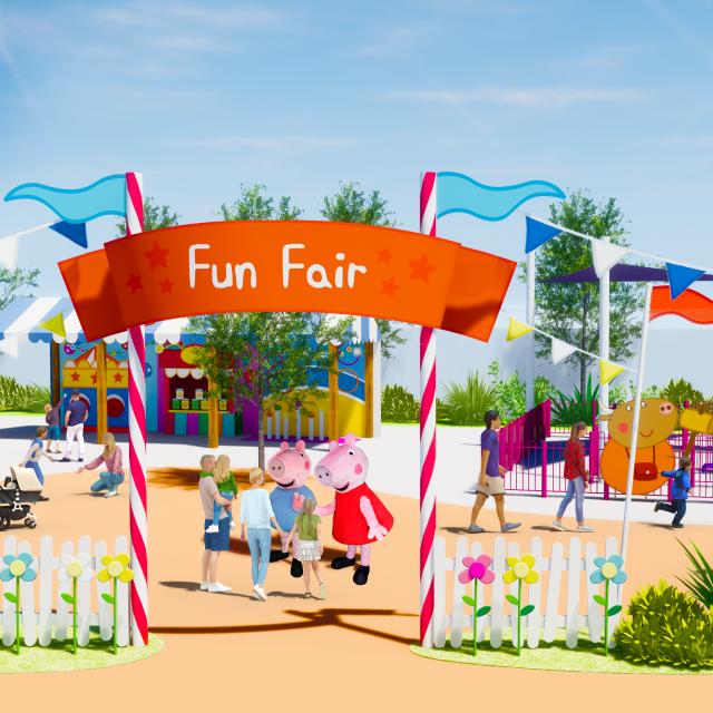 Peppa Pig Theme Park Florida fun fair rendering