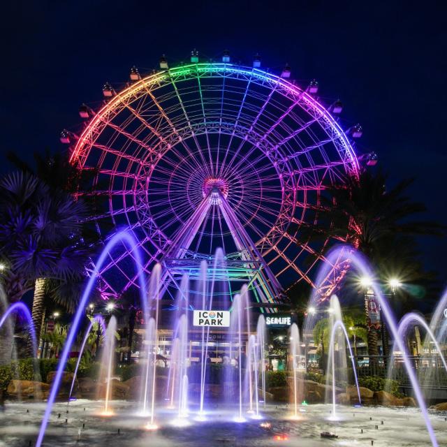 The Wheel at ICON Park at night