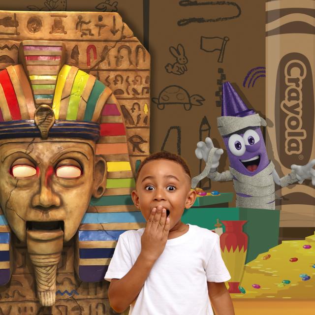 Screamin' Green Hauntoween mummy scene at Crayola Experience Orlando