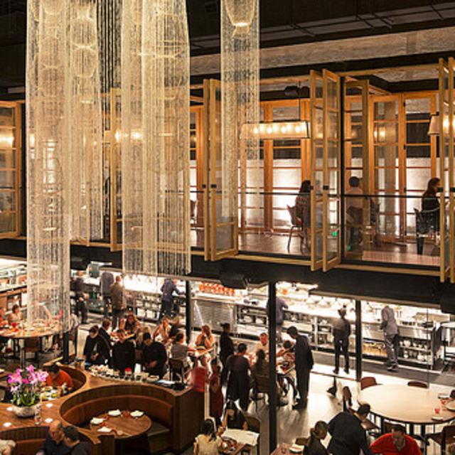 Interior dining area of Morimoto Asia restaurant in Disney Springs