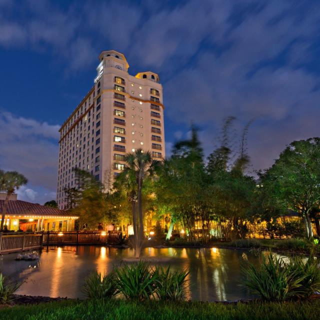 DoubleTree by Hilton Orlando at SeaWorld hotel at night