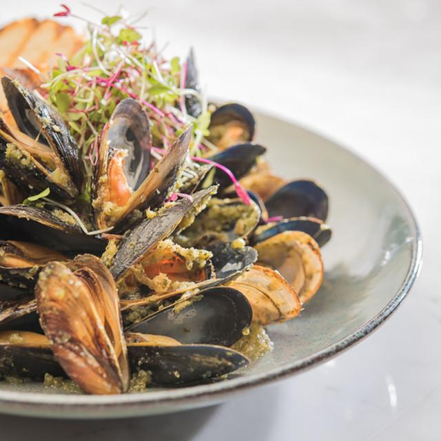 A plate of mussles from Canvas Restaurant in Lake Nona, Florida.