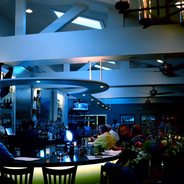 Interior dining area at blu on the avenue in Winter Park, near Orlando.
