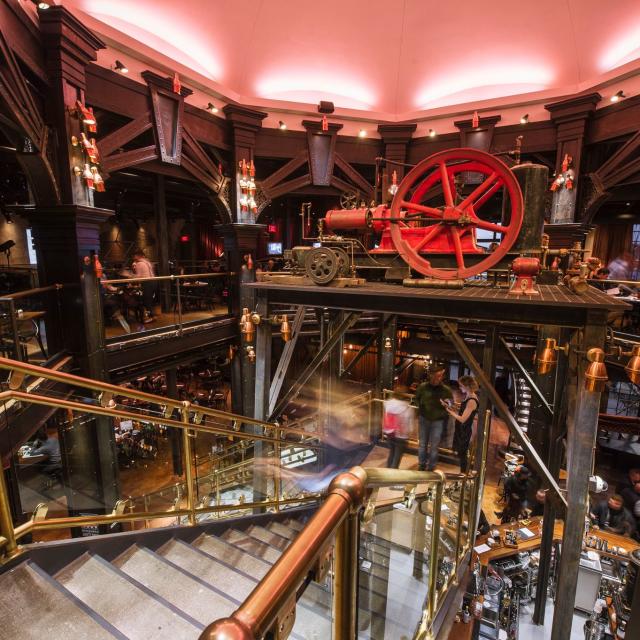 The Edison at Disney Springs is a lavish, “Industrial Gothic”-style restaurant, bar and nighttime destination. It is themed to a 1920s-period power plant, recalling an exuberant era of invention and imagination and features classic American food, craft cocktails and live entertainment including cabaret and music.