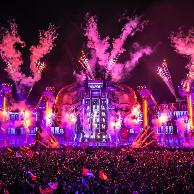 Electric Daisy Carnival stage with fireworks